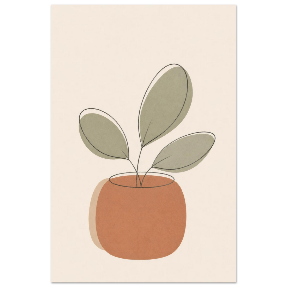 Little Potted Plant minimalist nursery print, shown flat as an unframed matte poster