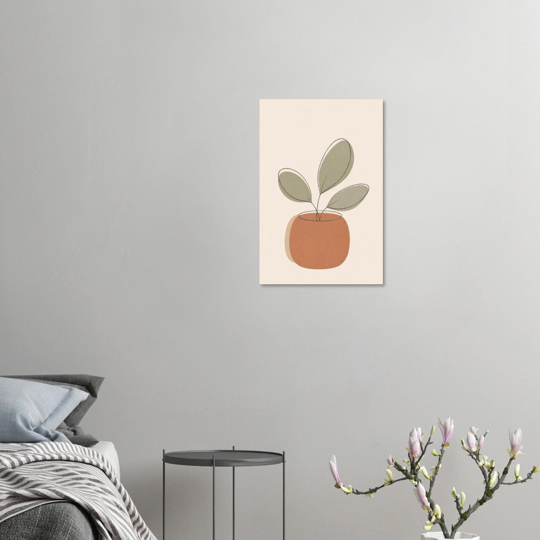 Little Potted Plant minimalist nursery print, shown flat as an unframed matte poster