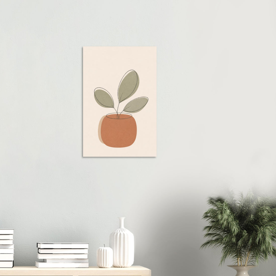 Little Potted Plant minimalist nursery print, shown flat as an unframed matte poster