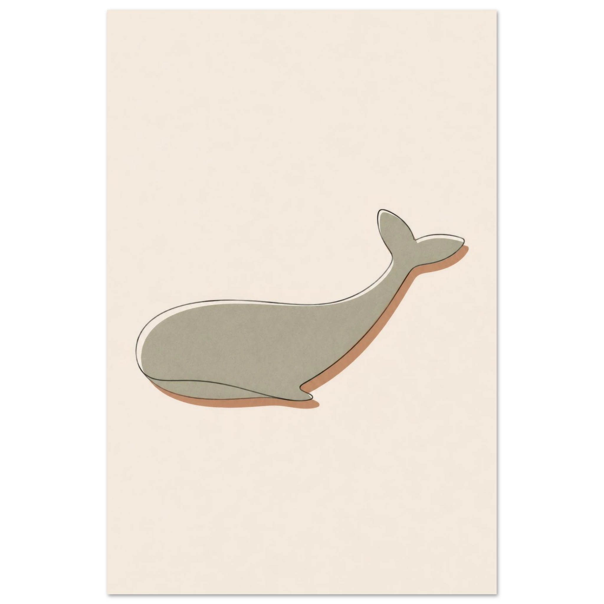 Little Whale nursery print in the 24 by 36 inch size, unframed matte poster