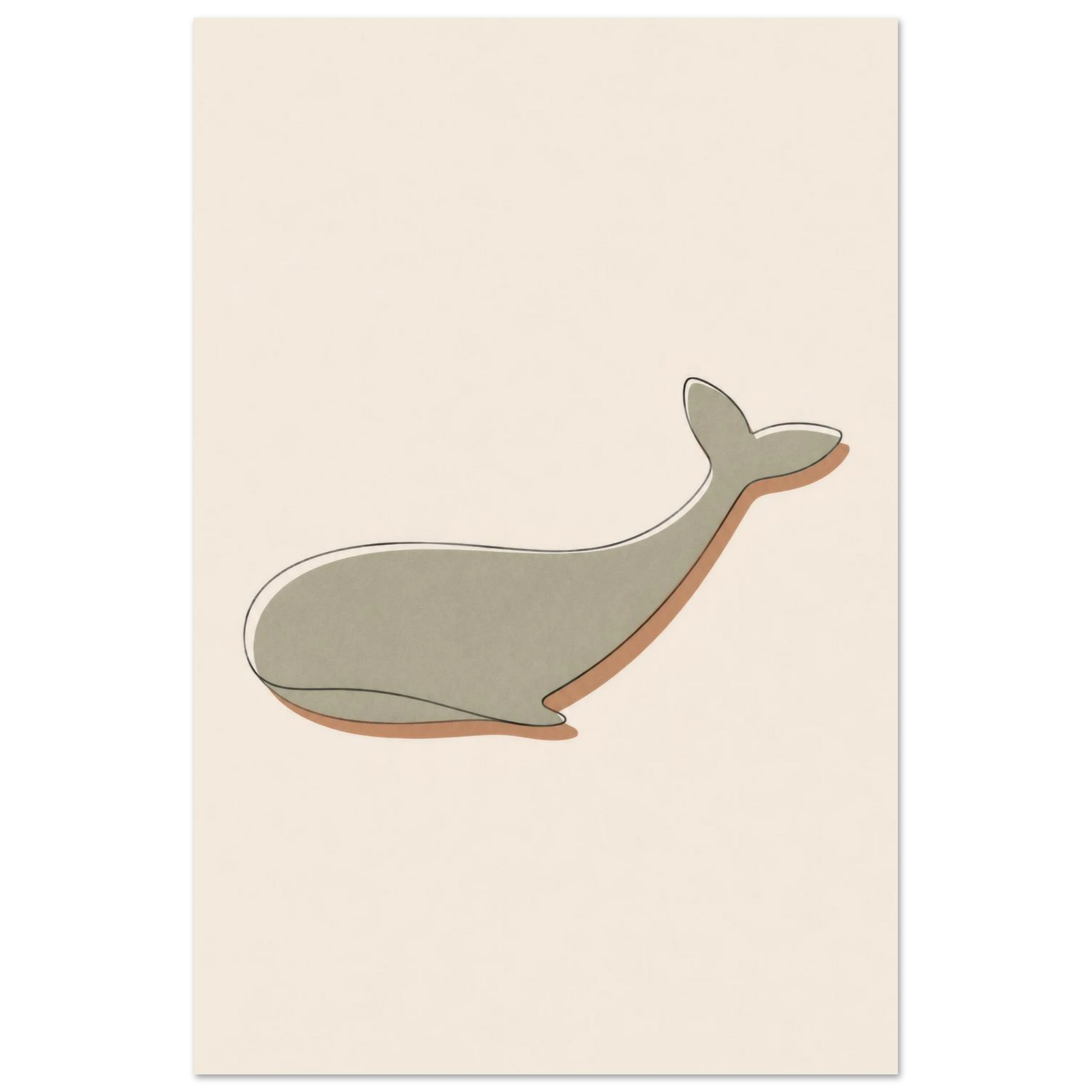 Little Whale minimalist nursery print, shown flat as an unframed matte poster