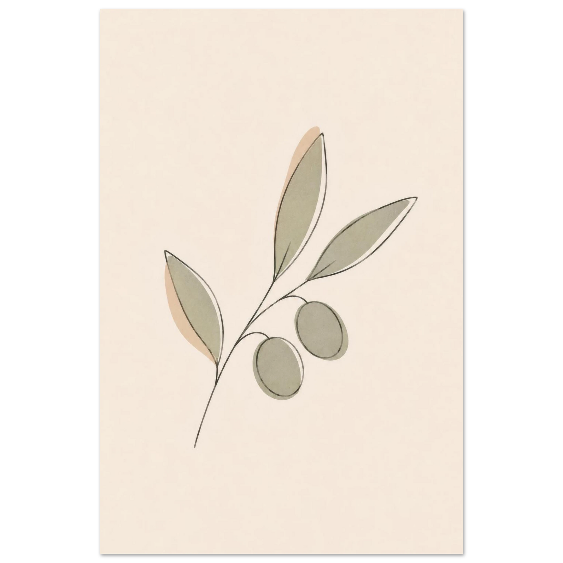 Olive Sprig nursery print in the 24 by 36 inch size, unframed matte poster