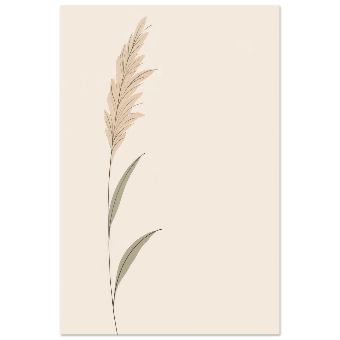 Pampas Grass minimalist nursery print, shown flat as an unframed matte poster