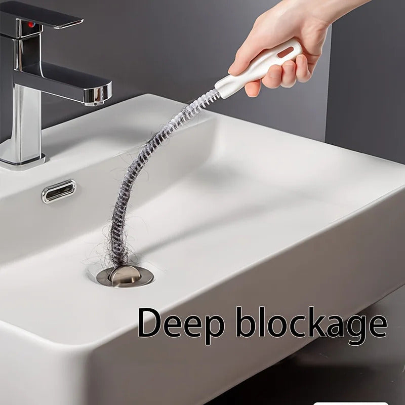 Professional drain cleaning brush for removing hair clogs from pipes and floor drains