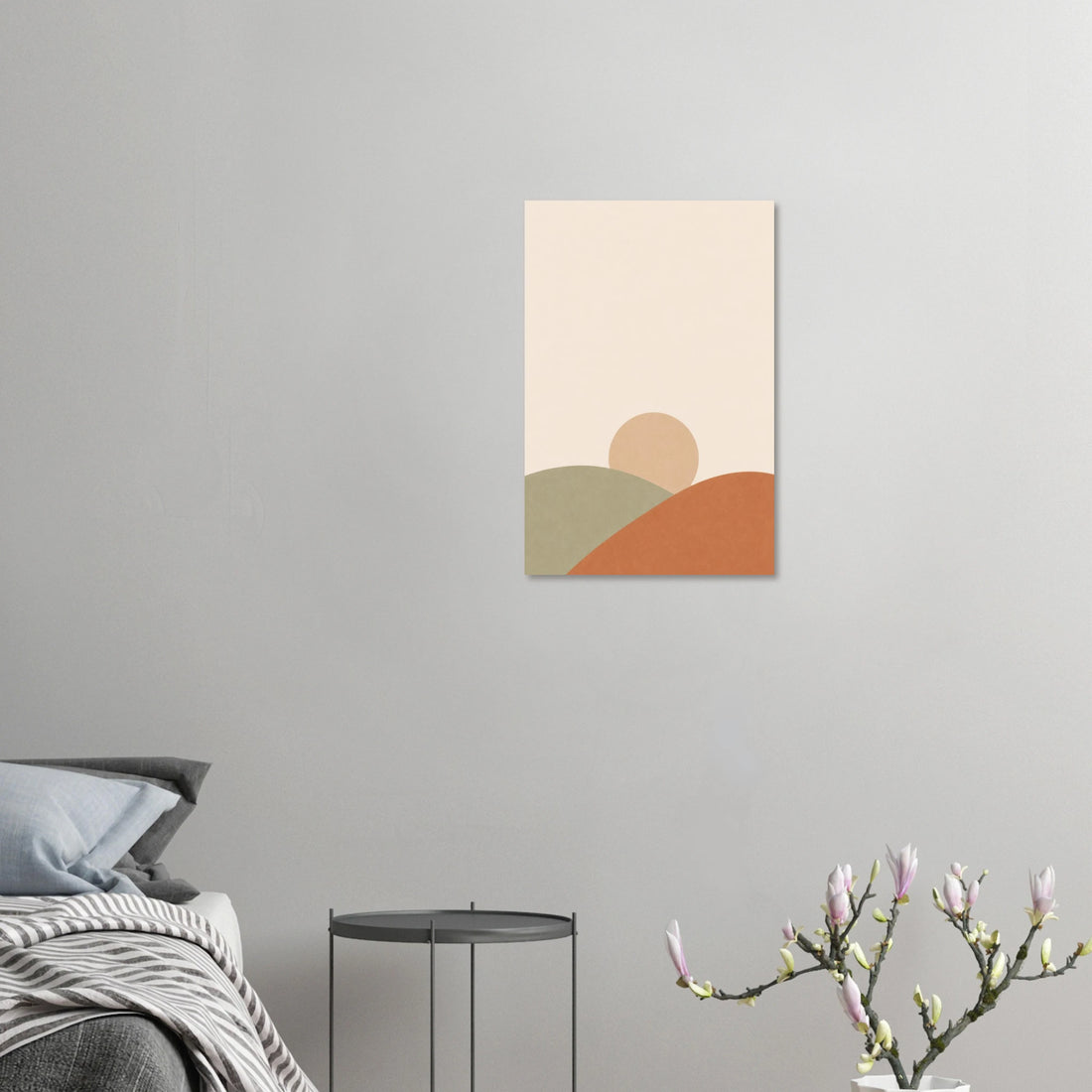 Sun and Hills minimalist nursery print, unframed matte poster