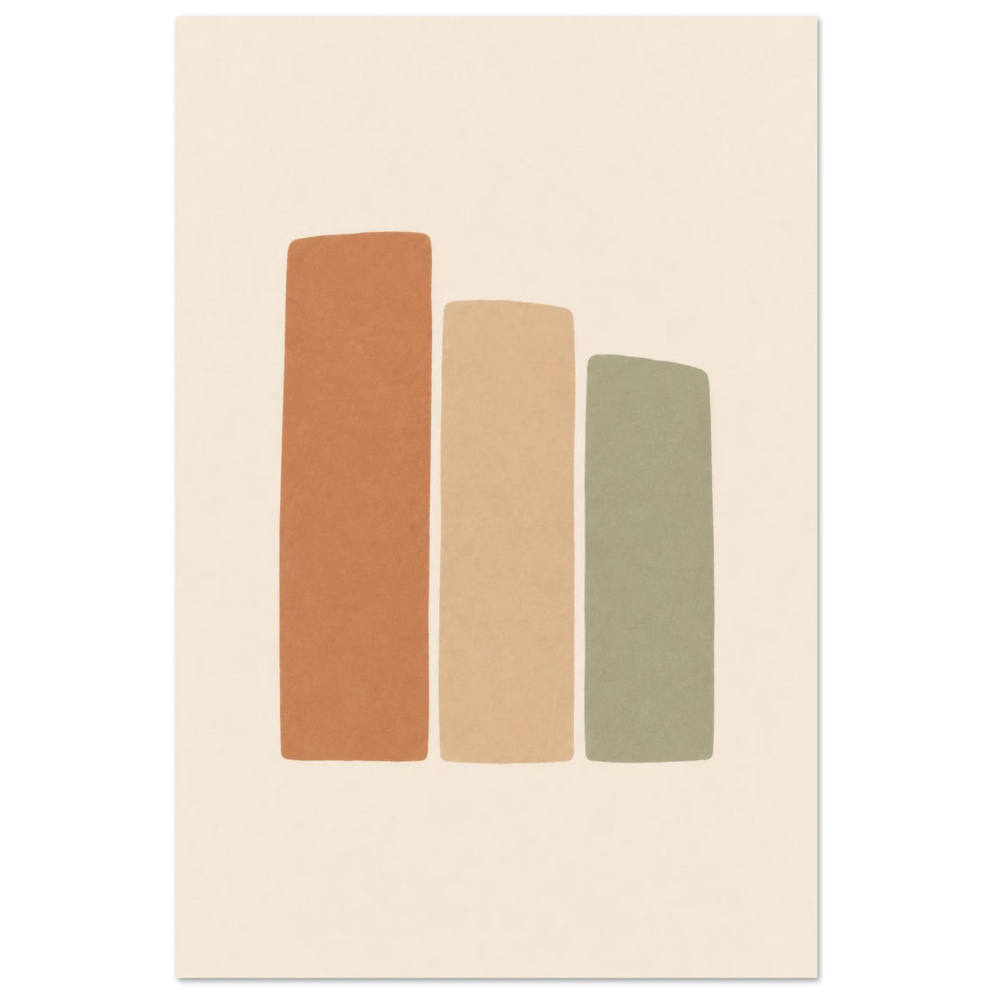 Terracotta, Sand & Sage Bars minimalist nursery print, shown flat as an unframed matte poster