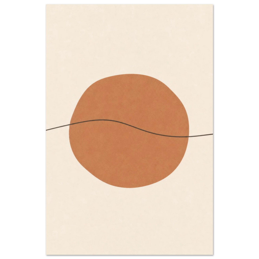 Terracotta Sun & Line minimalist nursery print, shown flat as an unframed matte poster