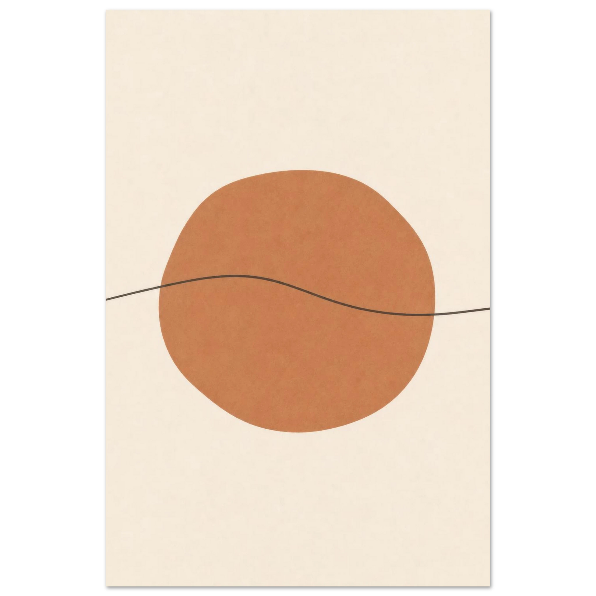Terracotta Sun & Line minimalist nursery print, shown flat as an unframed matte poster
