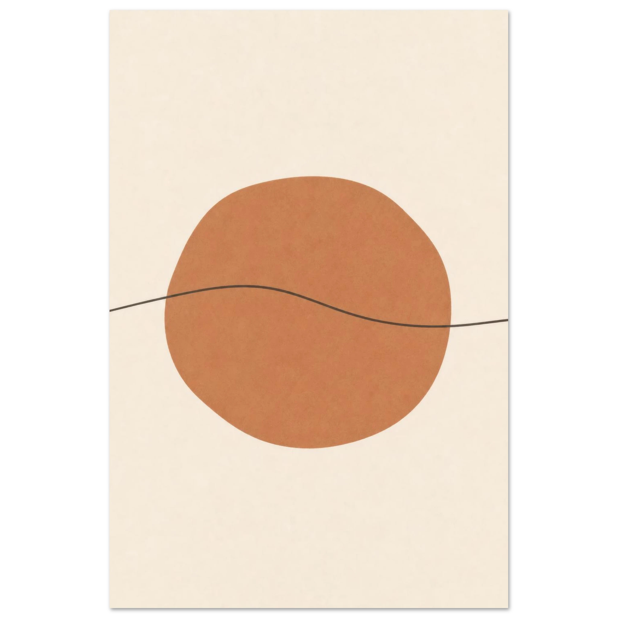 Terracotta Sun & Line minimalist nursery print, shown flat as an unframed matte poster