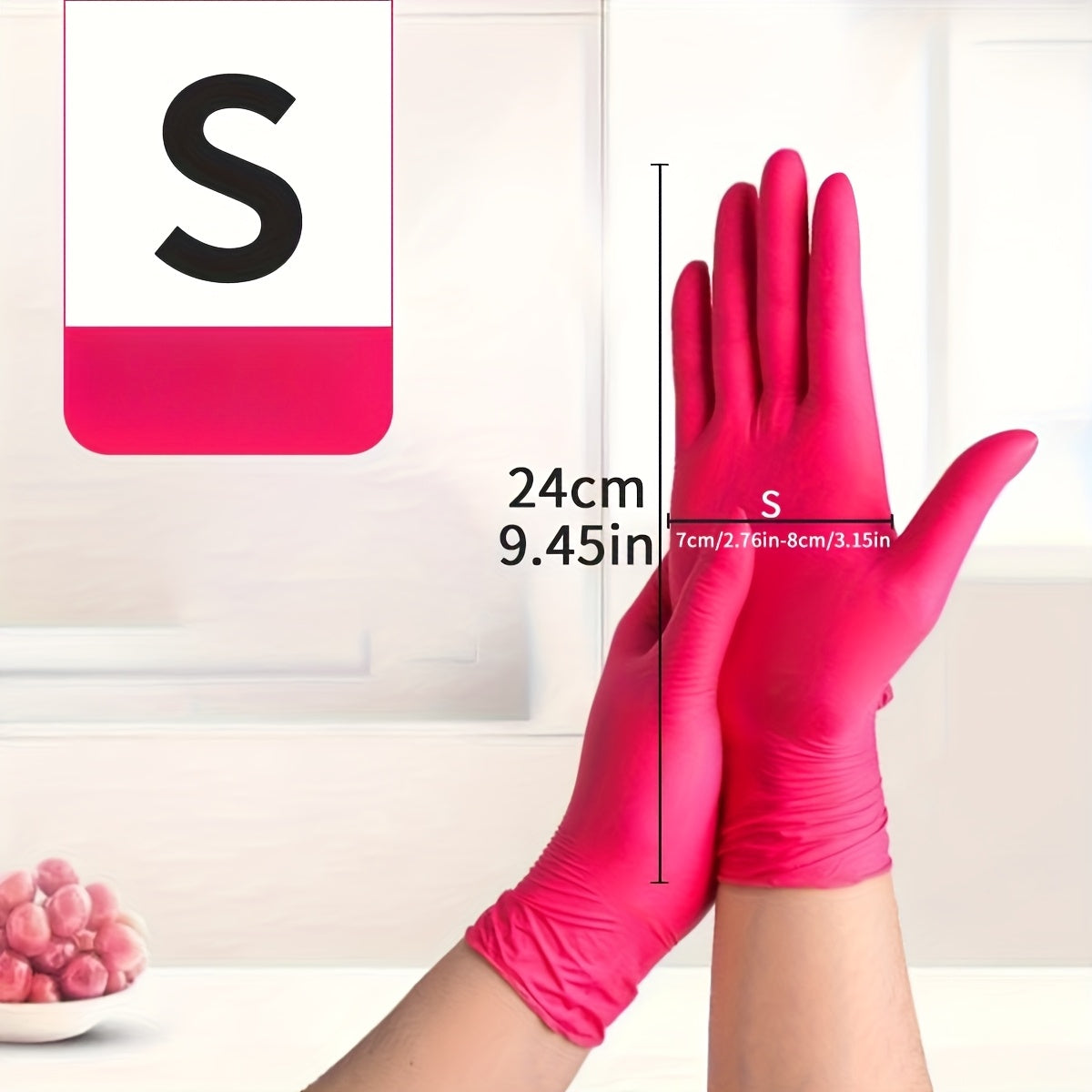Premium Deep Pink Nitrile Disposable Gloves - Waterproof Kitchen & Cleaning Gloves for Home, Pet Care & Hair Styling