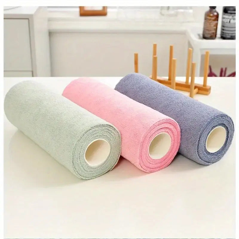 30pcs Reusable Microfiber Cleaning Cloth Roll – Absorbent, Lint-Free, Multipurpose Kitchen & Home Towels