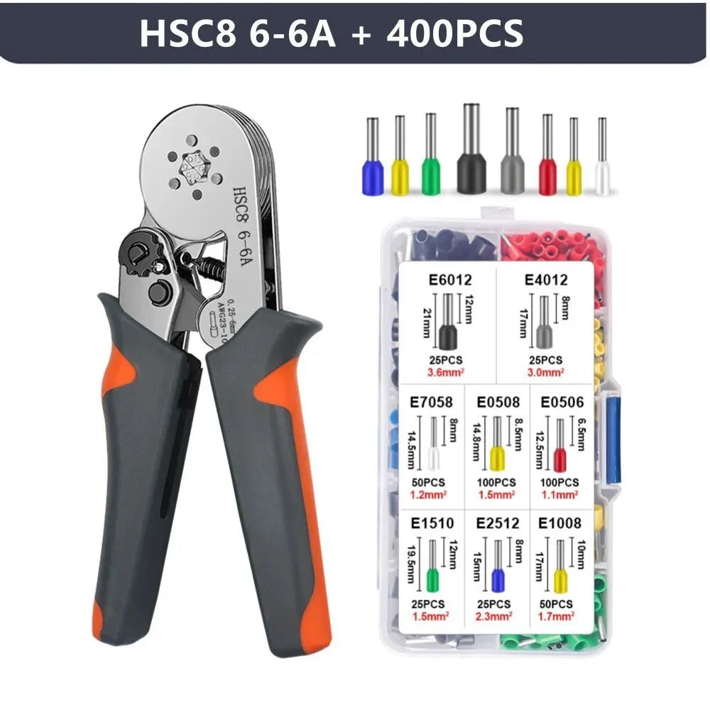 HSC8 Professional Ferrule Crimping Pliers - 0.25-10mm² Wire Terminal Tool with CE Certification