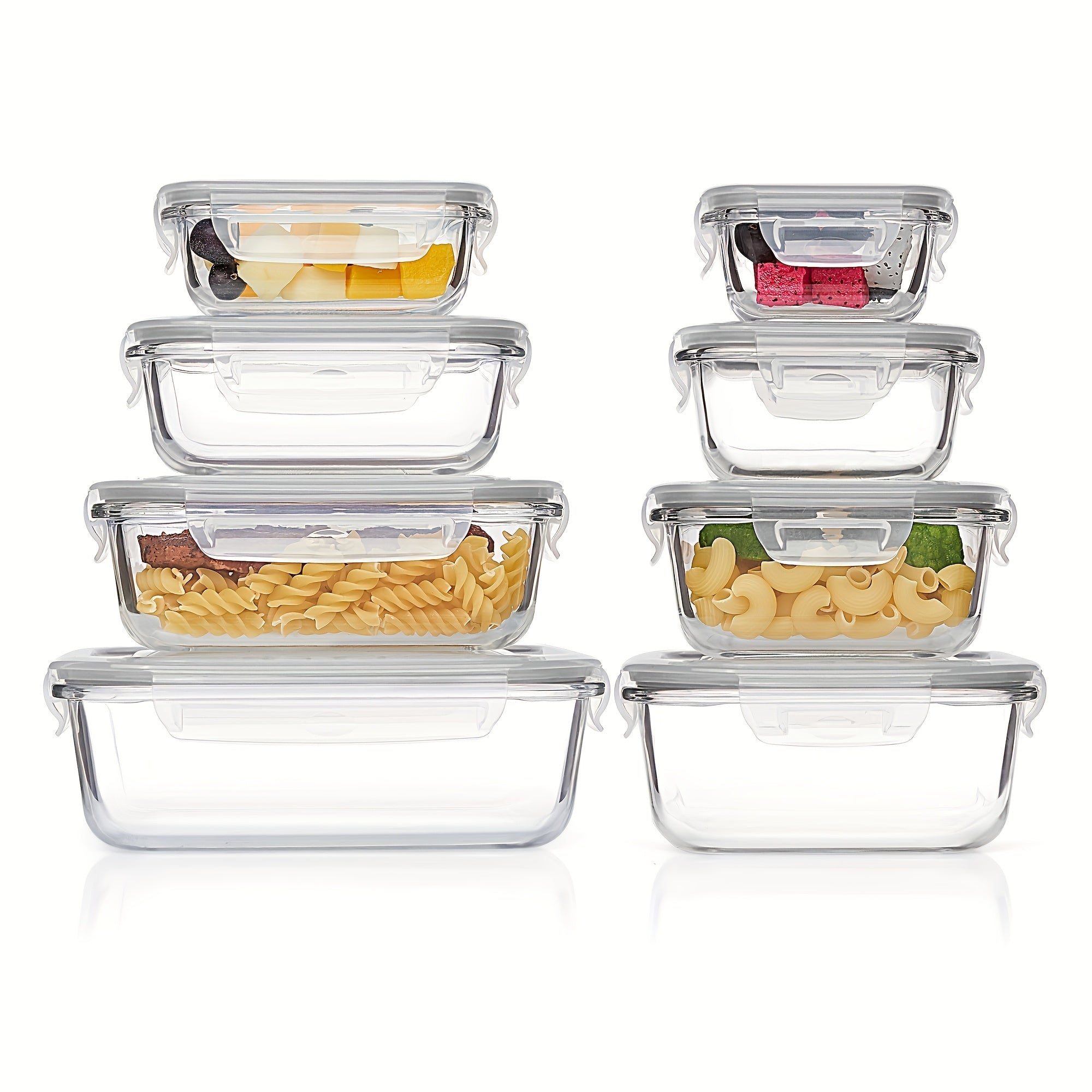 8-Pack Premium Glass Food Storage Containers with Airtight Lids – Leak-Proof, Microwave, Oven, Freezer & Dishwasher Safe – BPA-Free, Stain-Resistant, Easy to Clean – Ideal for Meal Prep & Bento Lunch