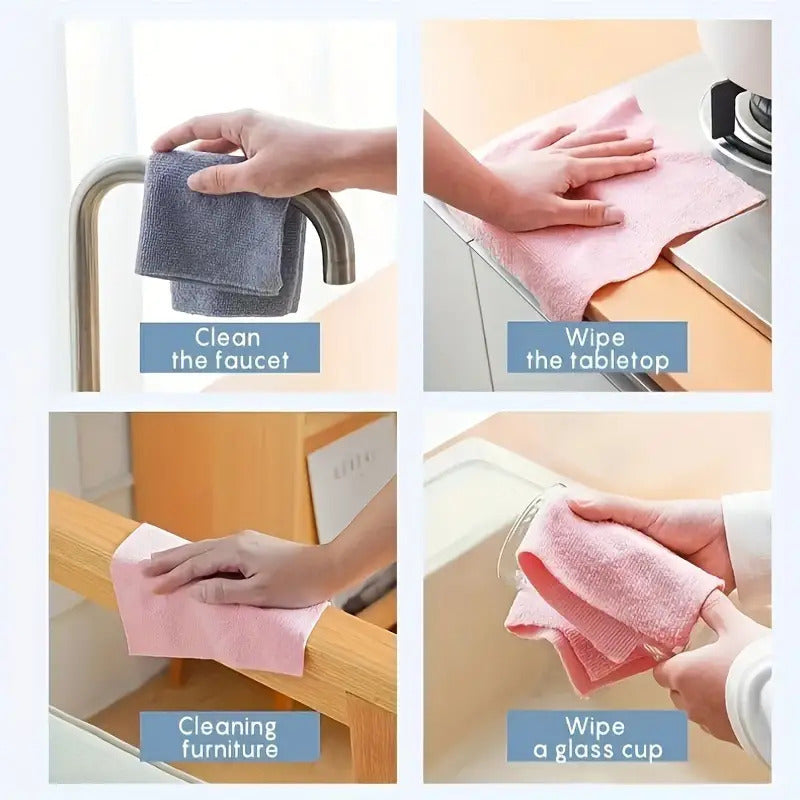 30pcs Reusable Microfiber Cleaning Cloth Roll – Absorbent, Lint-Free, Multipurpose Kitchen & Home Towels
