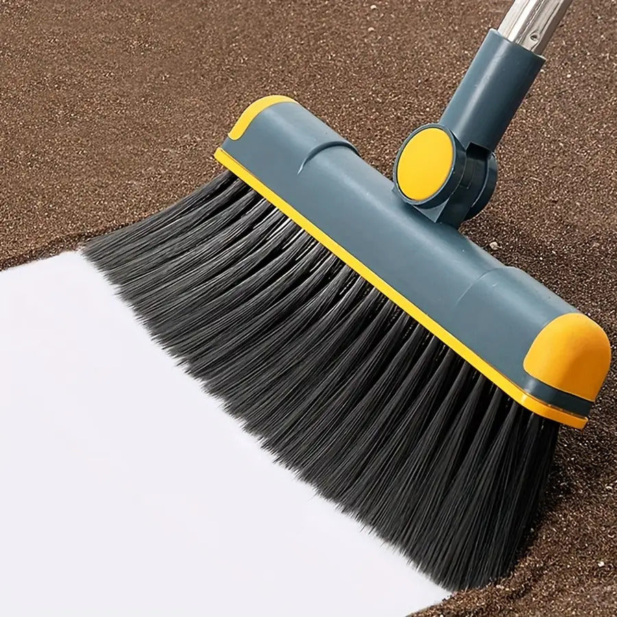 Premium Broom and Dustpan Set - Foldable Stainless Steel Handle with Soft Bristles