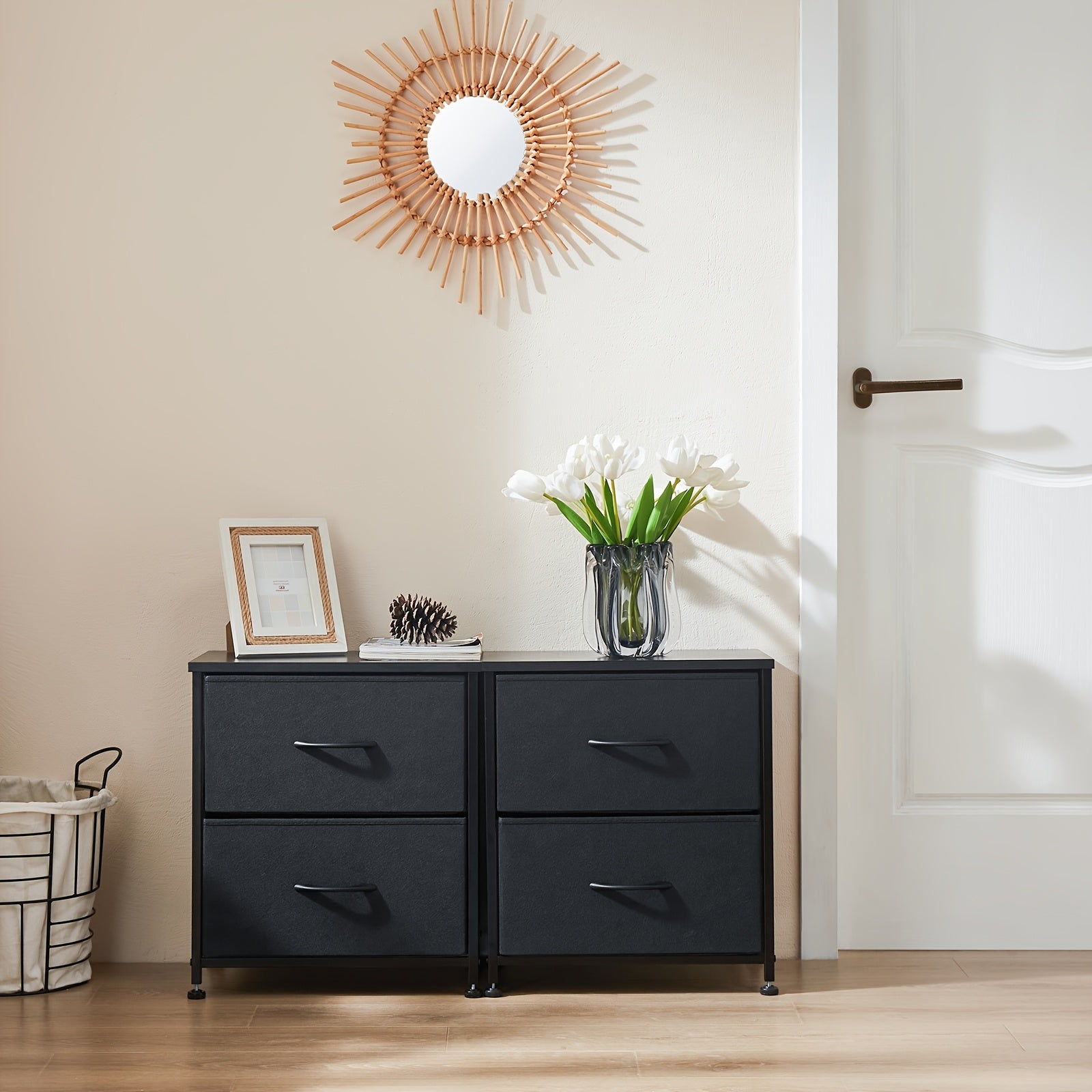 2-Drawer Storage Nightstand - 20" Wooden End Table Set