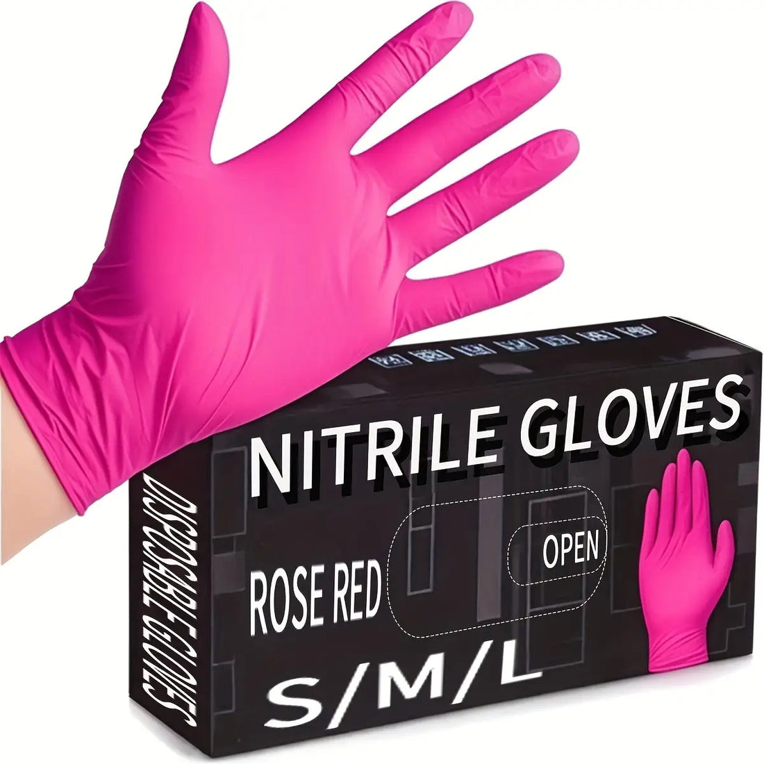 Deep pink nitrile disposable gloves for kitchen cleaning and food preparation