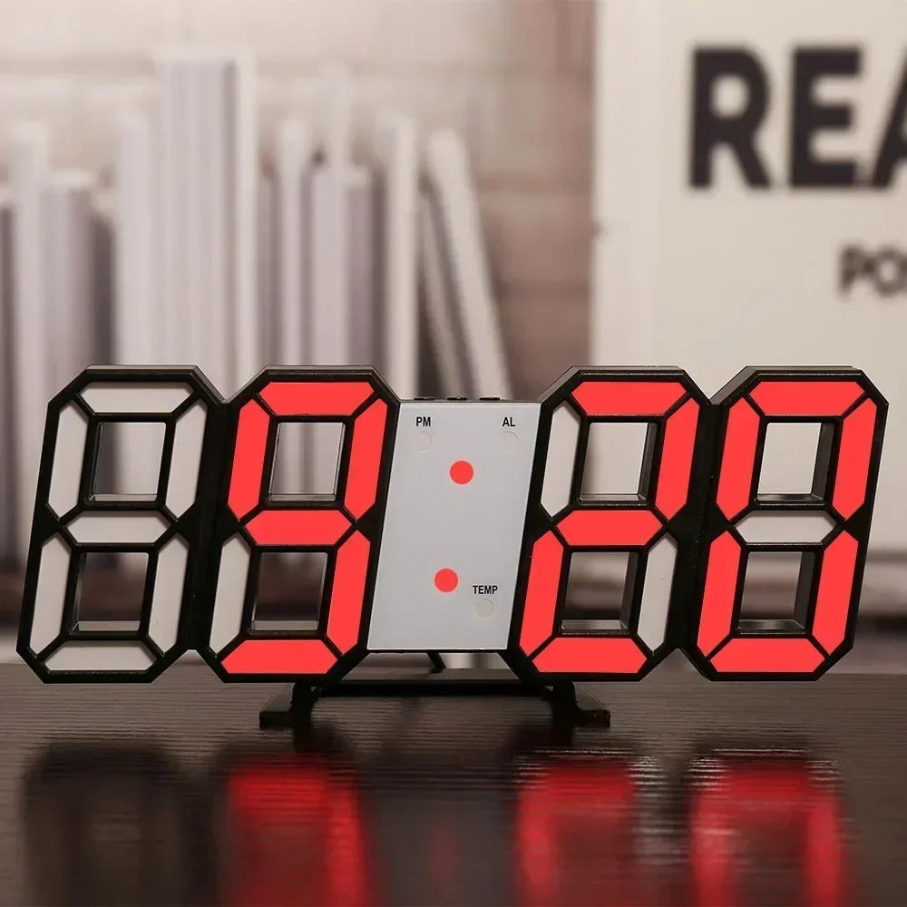 3D LED Digital Wall Clock - Modern Smart Display Clock with Temperature & Multiple Alarms