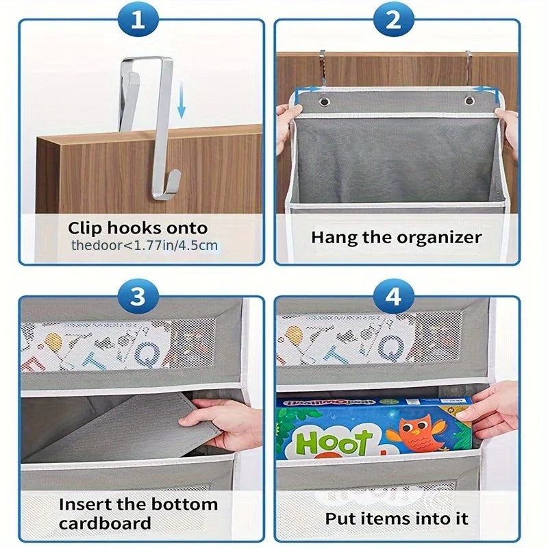 5-Shelf Hanging Door Organizer - Anti-Tilt Behind Door Storage with Large Capacity Pockets