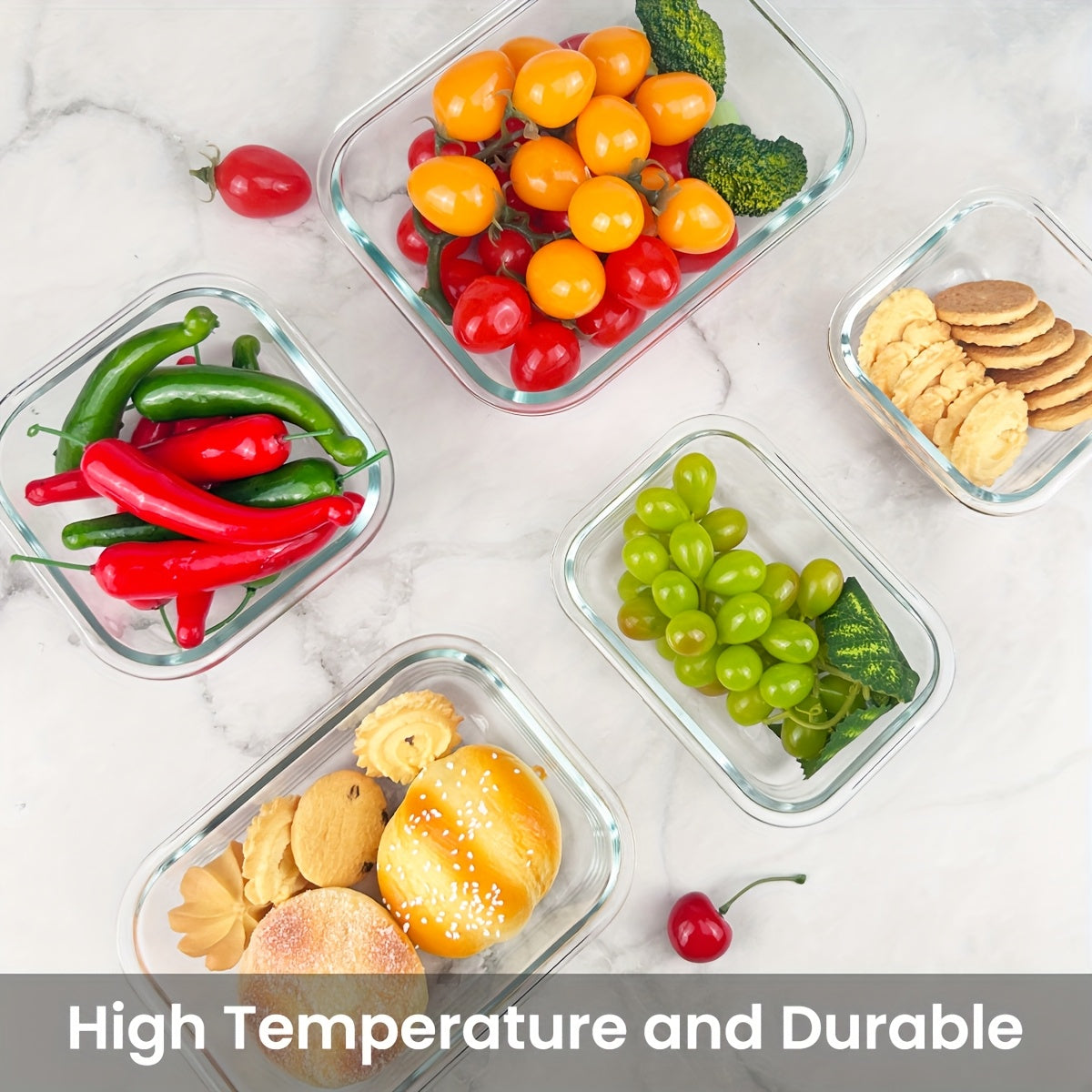 8-Pack Premium Glass Food Storage Containers with Airtight Lids – Leak-Proof, Microwave, Oven, Freezer & Dishwasher Safe – BPA-Free, Stain-Resistant, Easy to Clean – Ideal for Meal Prep & Bento Lunch