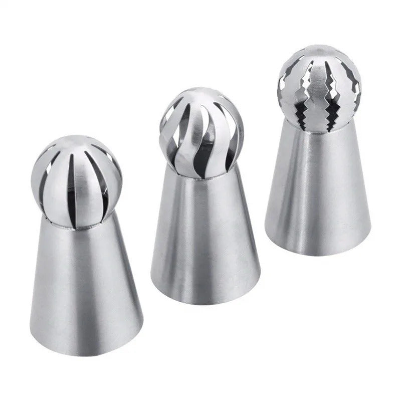 3Pcs Professional Stainless Steel Pastry Tips Set - Icing Nozzles for Cupcake, Cake Decorating & Puff Baking