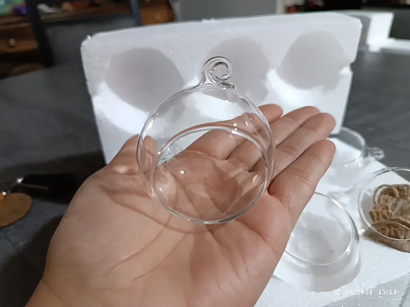 Hanging Glass Tealight Holders Set of 24 - Mini Clear Globe Candle Holders 6cm