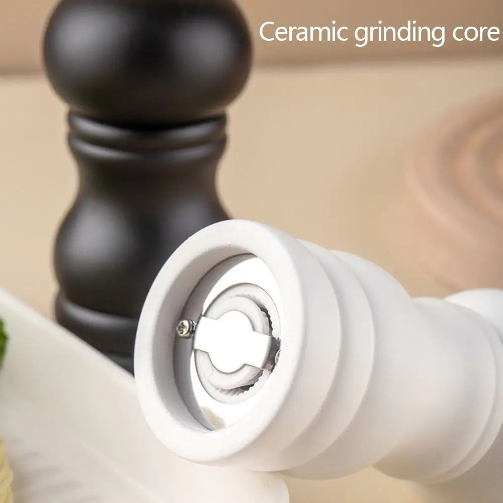 Premium Wooden Salt & Pepper Grinder Set - Handcrafted Manual Spice Mill with Adjustable Coarseness