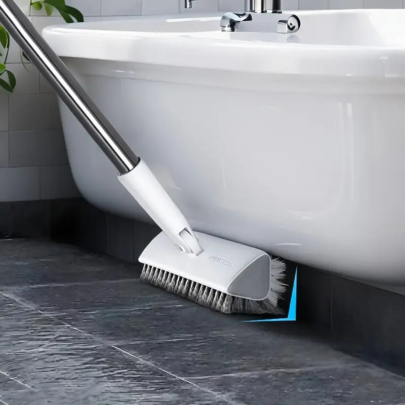 52.3" Extendable Stainless Steel Scrubbing Brush – 180° Rotating Dual-Sided Bristles for Pool, Deck, Patio, Bathroom & Kitchen Cleaning