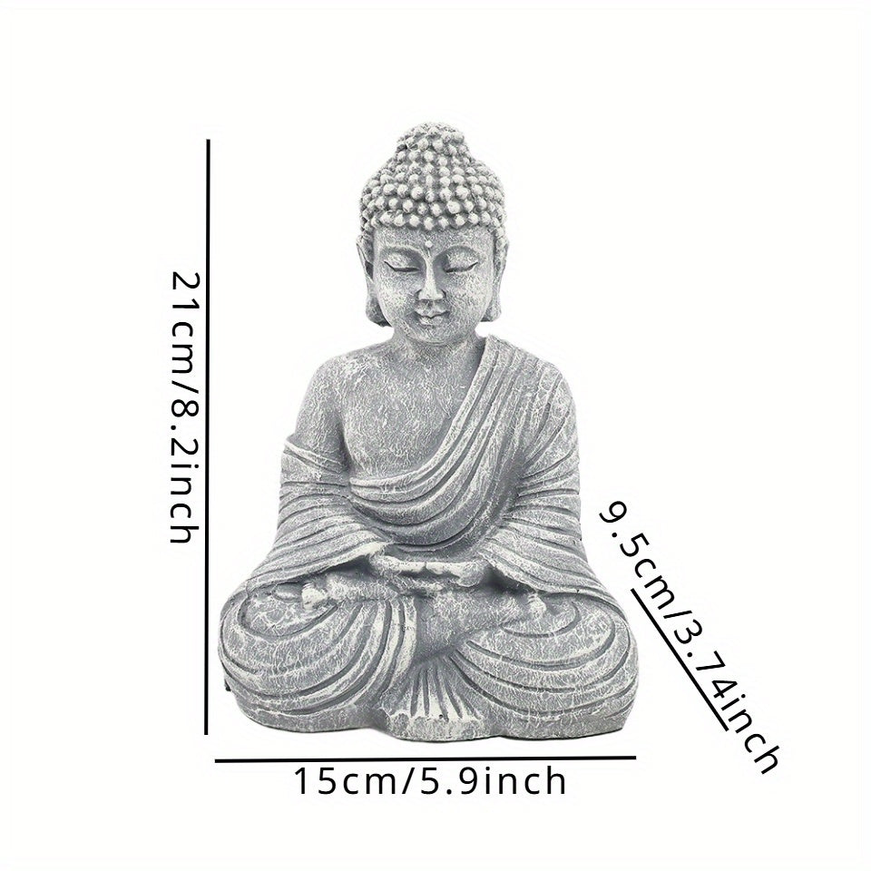 Gray Resin Buddha Statue – Zen Garden & Meditation Decor for Home, Indoor & Outdoor Use