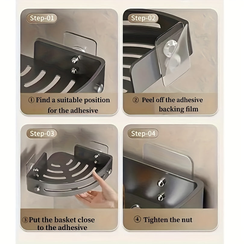 2-Pack Corner Shower Caddy - No Drill Wall Mount Shelves