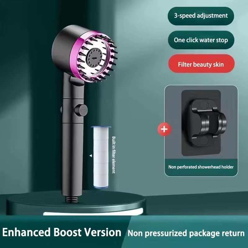 3-Mode High Pressure Filtered Shower Head - Rainfall, Massage & Mist Settings with Chlorine Filter