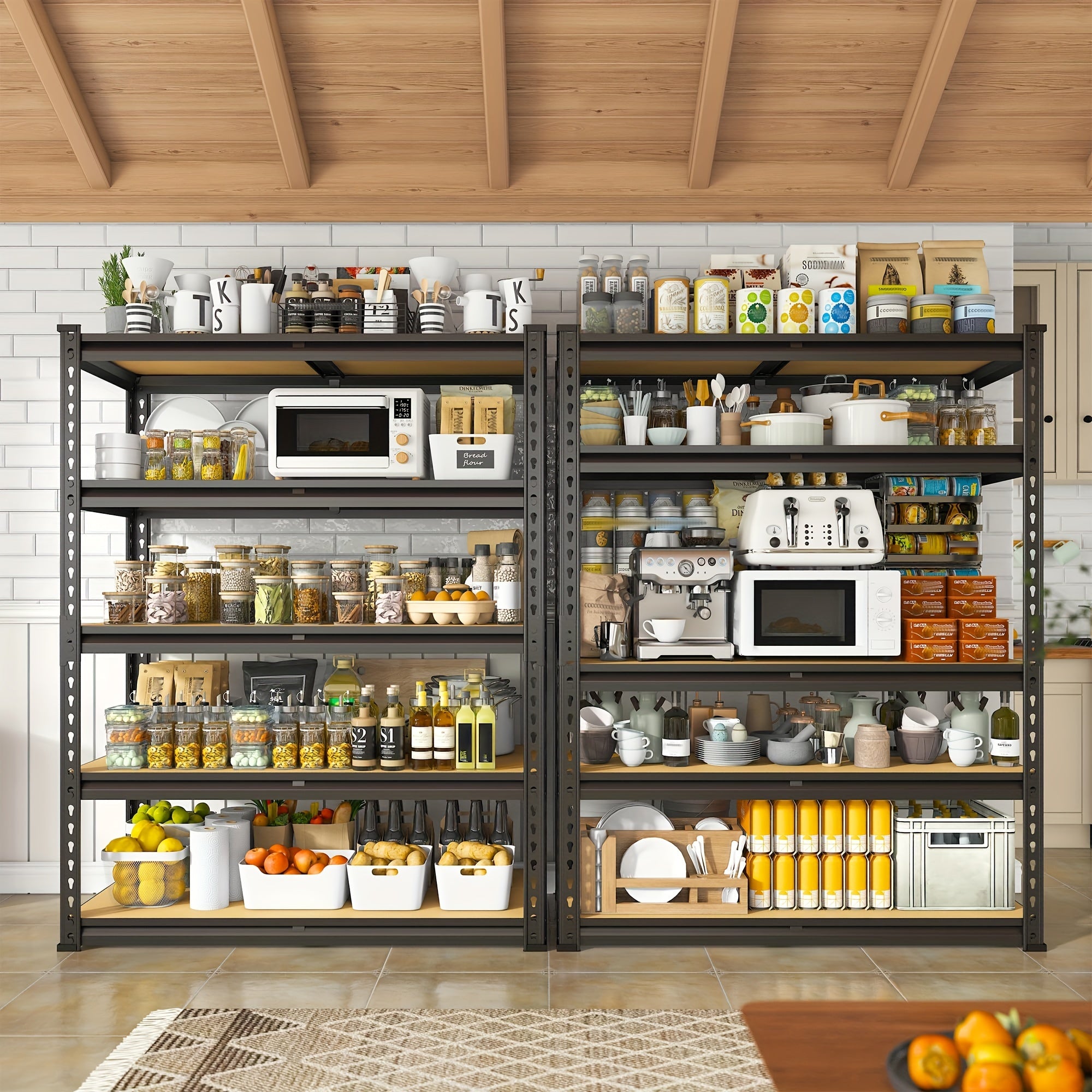 Heavy-Duty 5-Tier Metal Shelving Unit – Adjustable Garage Storage Rack, 2000 lbs Capacity, Black