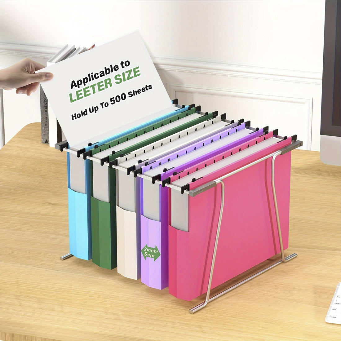 Heavy-duty hanging file folders 6-pack in assorted colors with 2-inch expansion