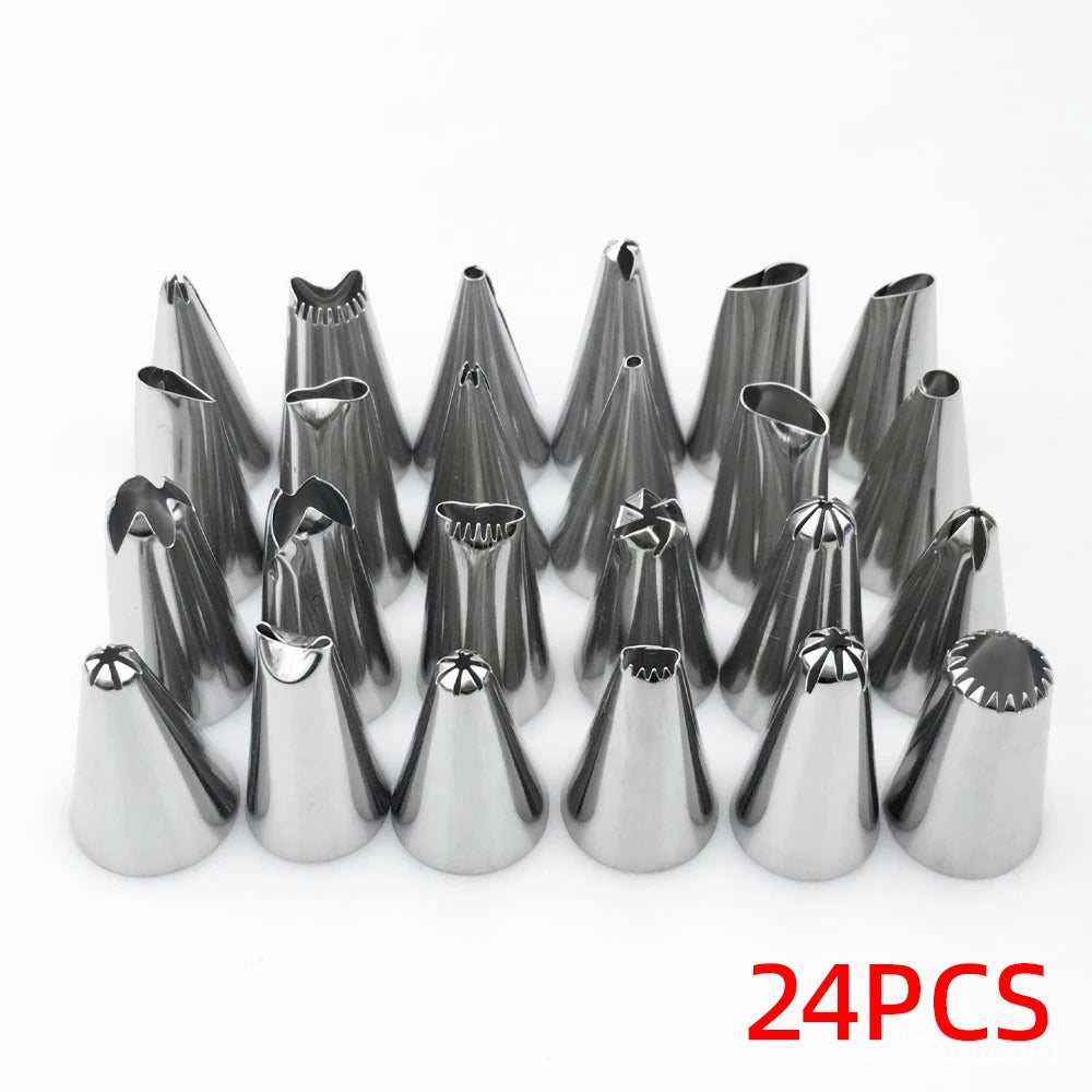 24/48-Piece Professional Stainless Steel Icing Nozzles Set - Cake Decorating Tools for DIY & Bakery