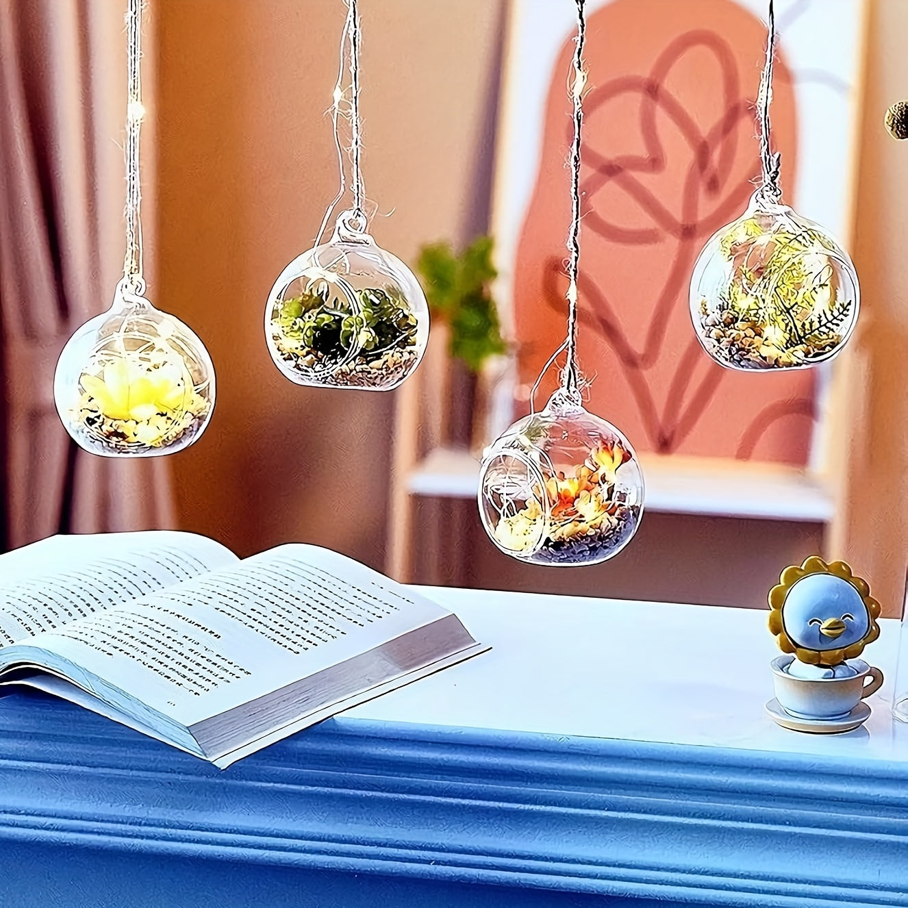 Hanging Glass Tealight Holders Set of 24 - Mini Clear Globe Candle Holders 6cm