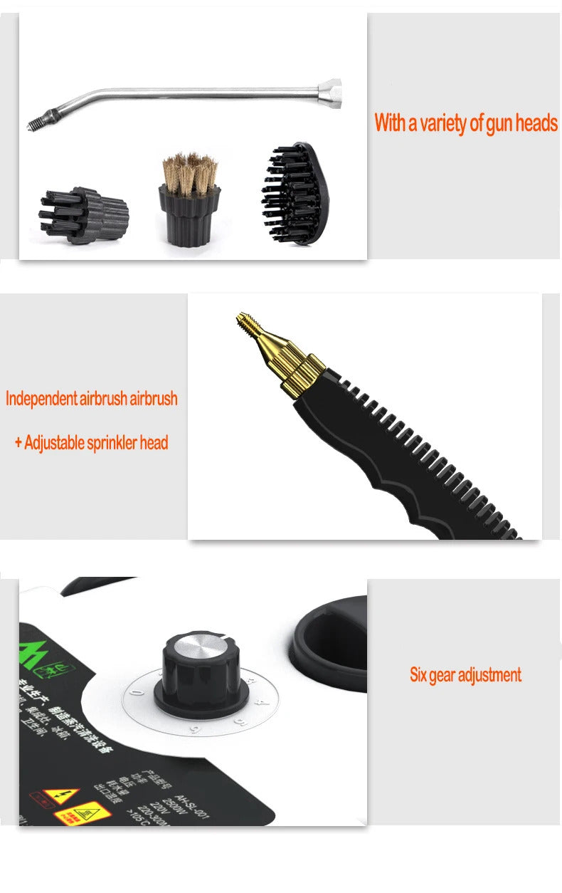 2500W High-Temperature Steam Cleaner - Multi-Purpose Jet Washer for Kitchen, Car & Home