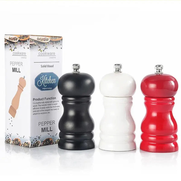 Premium Wooden Salt & Pepper Grinder Set - Handcrafted Manual Spice Mill with Adjustable Coarseness