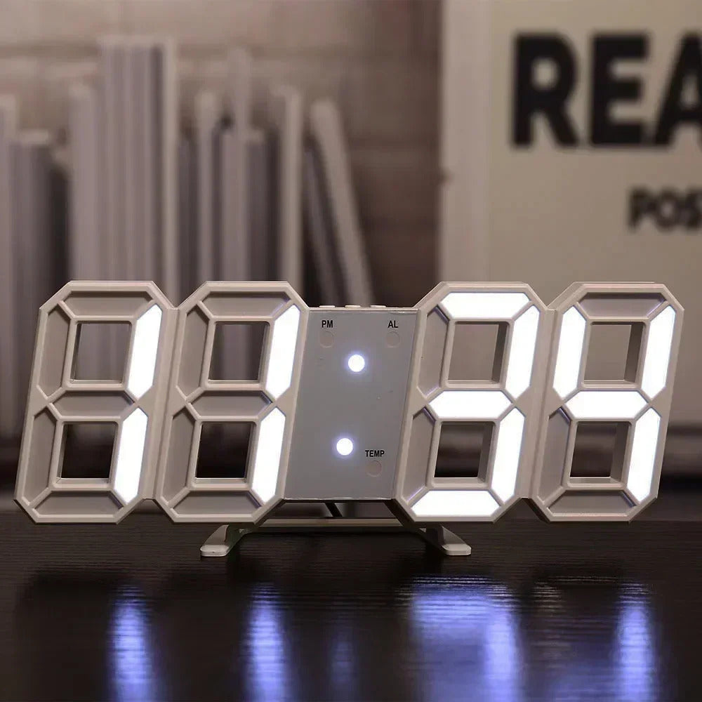 3D LED Digital Wall Clock - Modern Smart Display Clock with Temperature & Multiple Alarms