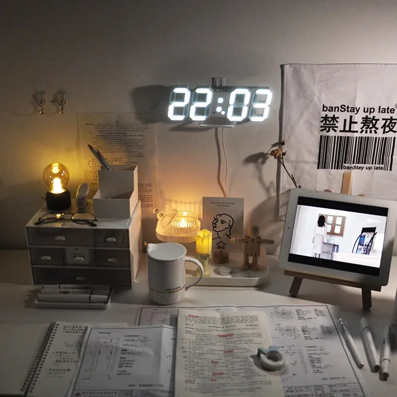 3D LED Digital Wall Clock - Modern Smart Display Clock with Temperature & Multiple Alarms