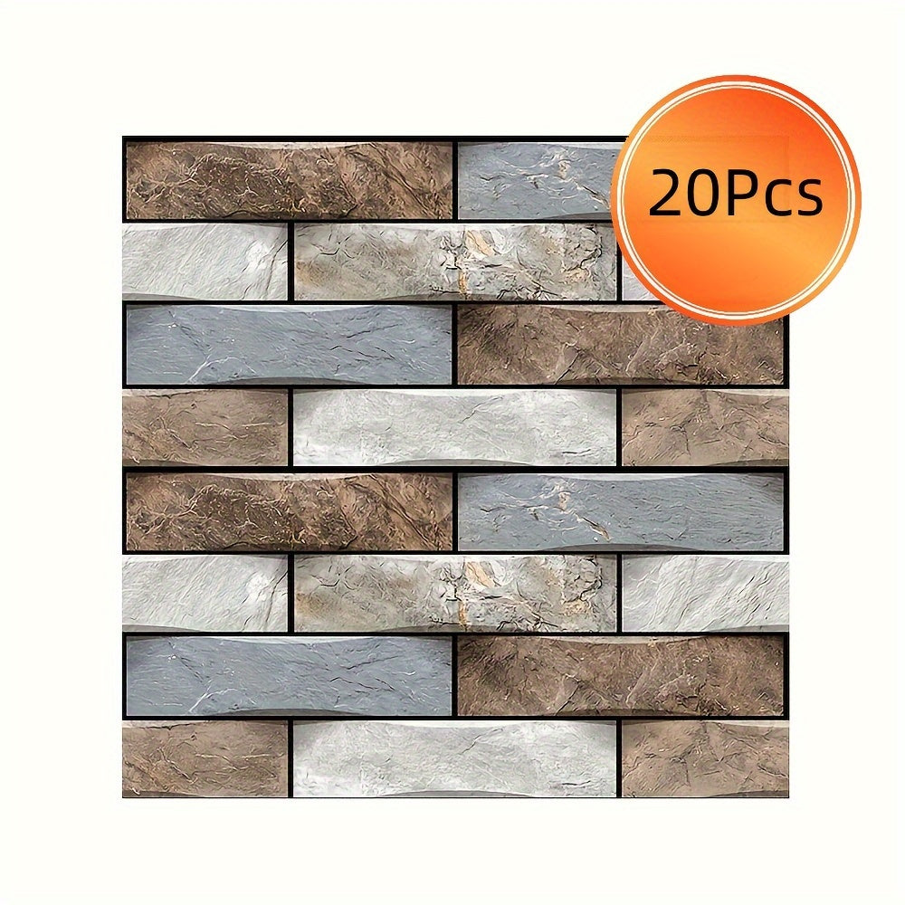 Self-Adhesive 3D Tile Wall Stickers - Waterproof PVC Peel & Stick Wallpaper for Kitchen Backsplash, Bathroom & Cupboard Makeover