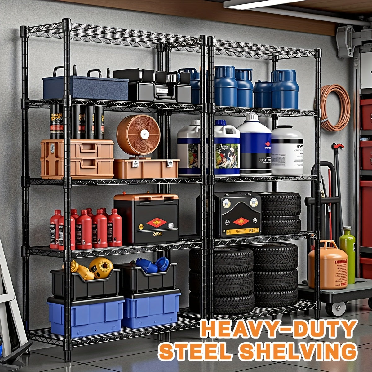 2000 lbs Heavy-Duty Steel Storage Shelving Unit – Multi-Tier Utility Wire Rack for Home, Kitchen, Office & Garage