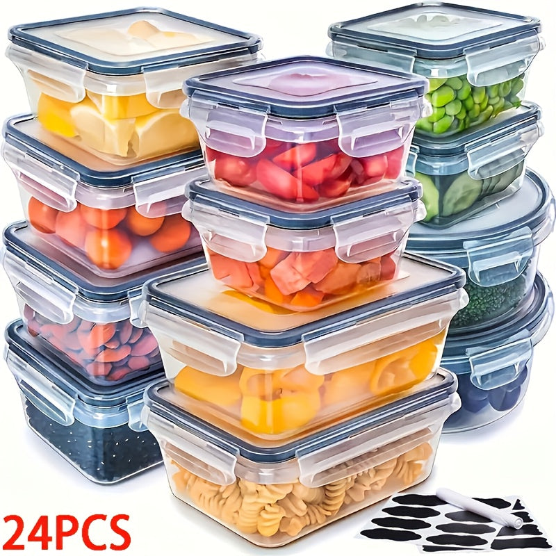 48-piece food storage container set with various sized BPA-free containers and airtight lids