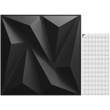 3D Textured PVC Wall Panels - Modern Geometric Black & White Square Tiles (20/50pcs)