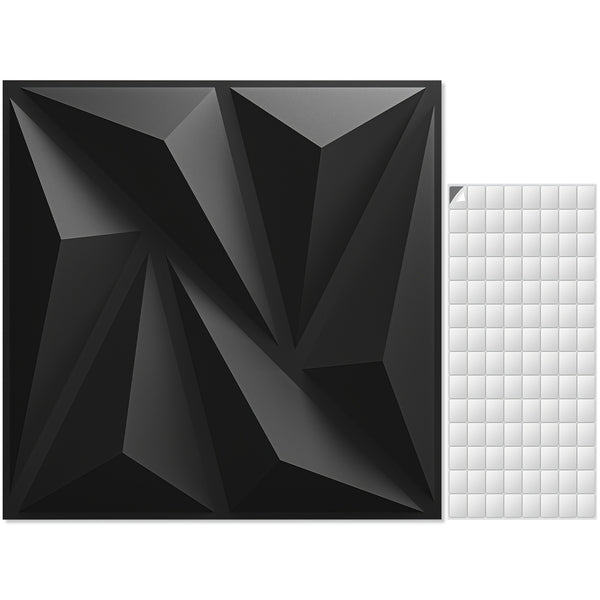 3D Textured PVC Wall Panels - Modern Geometric Black & White Square Tiles (20/50pcs)