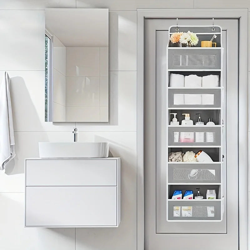 5-Shelf Hanging Door Organizer - Anti-Tilt Behind Door Storage with Large Capacity Pockets