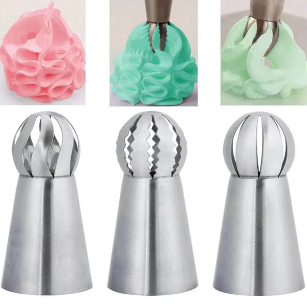 3Pcs Professional Stainless Steel Pastry Tips Set - Icing Nozzles for Cupcake, Cake Decorating & Puff Baking