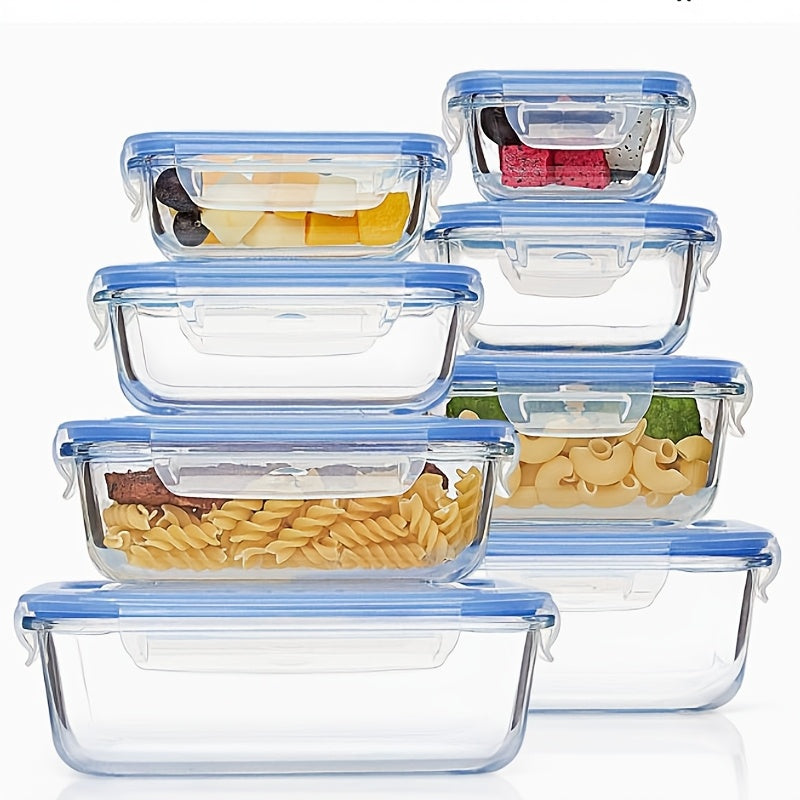 8-Pack Premium Glass Food Storage Containers with Airtight Lids – Leak-Proof, Microwave, Oven, Freezer & Dishwasher Safe – BPA-Free, Stain-Resistant, Easy to Clean – Ideal for Meal Prep & Bento Lunch