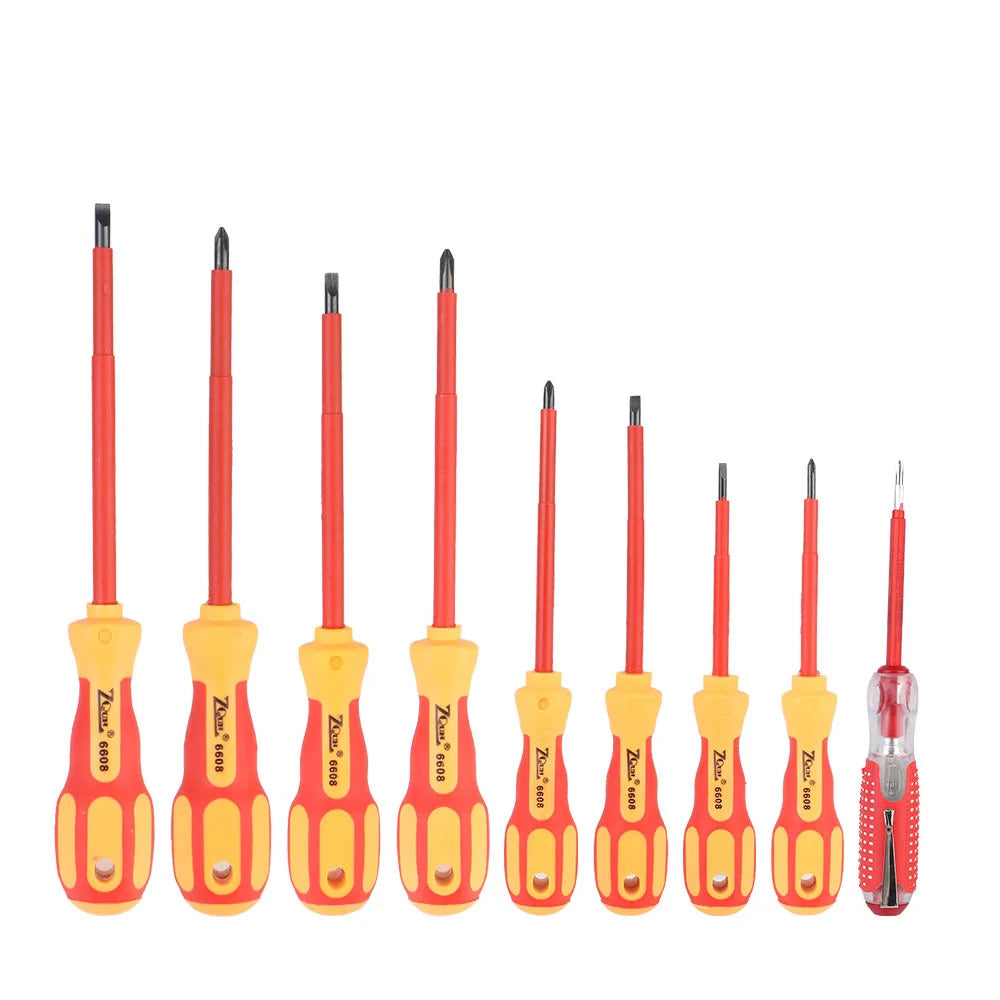 Professional Insulated Magnetic Screwdriver Set - Phillips & Slotted Bits for Electricians, Multifunctional Hand Tools