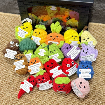 Handmade emotional support crochet dolls set with 20 positive animal and flower designs