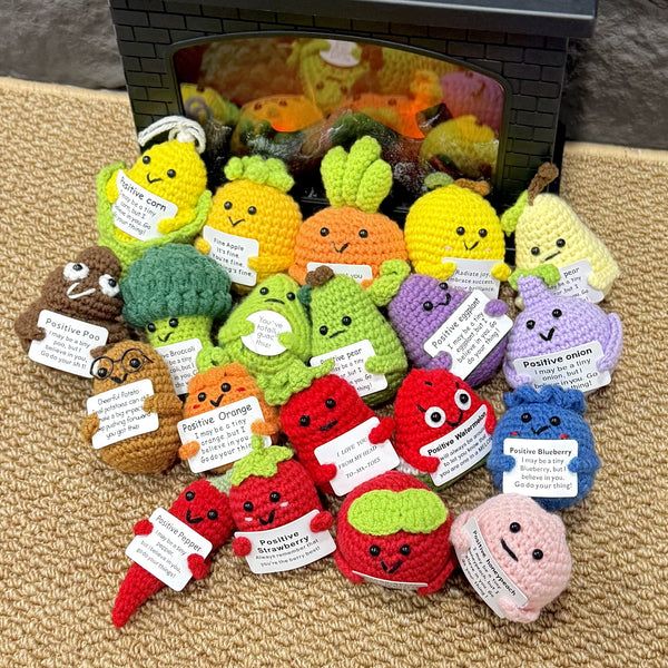Handmade emotional support crochet dolls set with 20 positive animal and flower designs